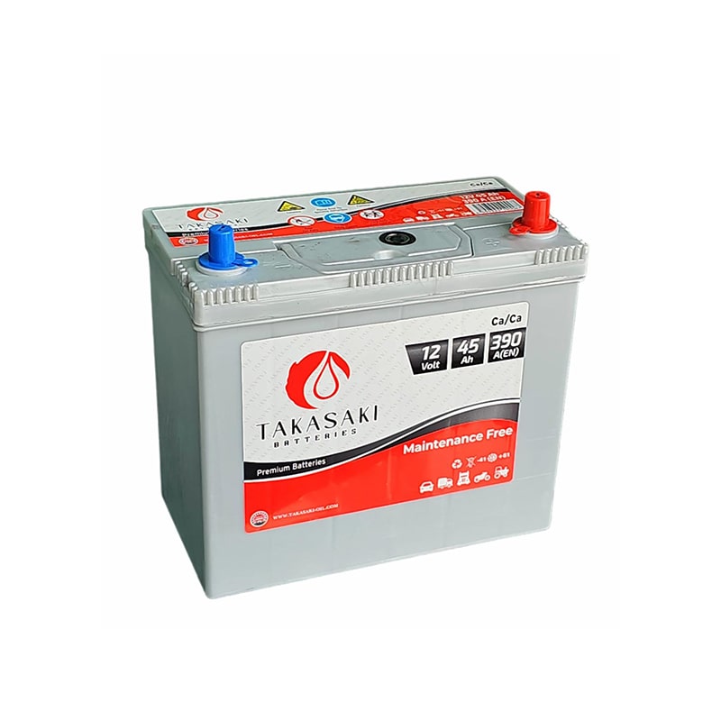 ავტომობილის აკუმულატორი 45ამპ TAKASAKI 12 V 45 AH 390A / B24-SMF / T.T JIS