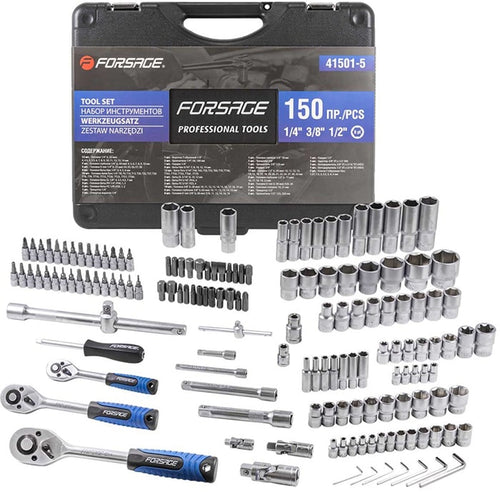 150 ნაჭრიანი ხელსაწყოების ნაკრები Forsage F-41501-5