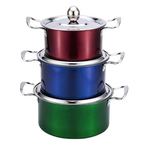 უჟანგავი ფოლადის ქვაბების ნაკრები Stock Pot 3PCS Colorful