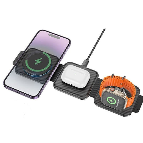 უსადენო დამტენი Hoco CQ4 Unique 3-in-1 folding magnetic wireless fast charger