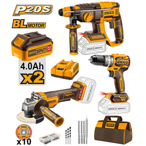 ელექტრო პერფერატორის კუთხსახეხის და ხრახნდამჭერის კომპლექტი INGCO COSLI240202