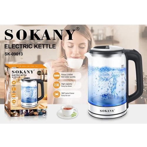 მინის ელექტრო ჩაიდანი Sokany SK-09013