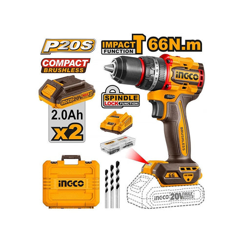 უნახშირო კომპაქტური ხრახნდამჭერი 20V INGCO CIDLI20668