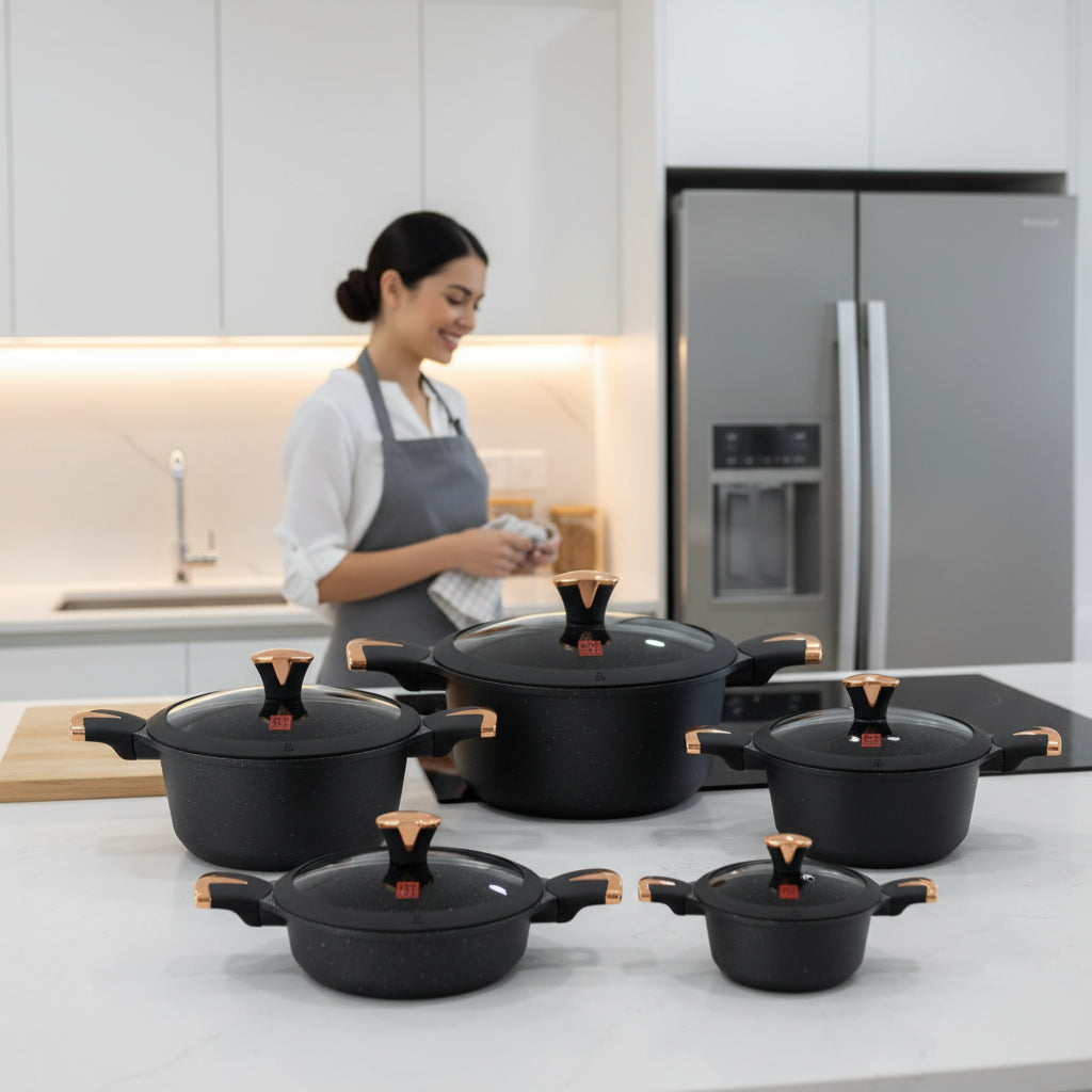 გრანიტის ქვაბების ნაკრები UCC Life 5PCS Black