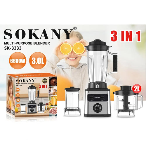 ბლენდერი, საფქვავი და ჩოპერი 3-1 ში Sokany SK-3333