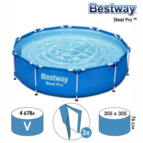 კარკასული აუზი 4678 ლიტრი Bestway 56677 ზომა: 3,05 მ x 0,76 მ