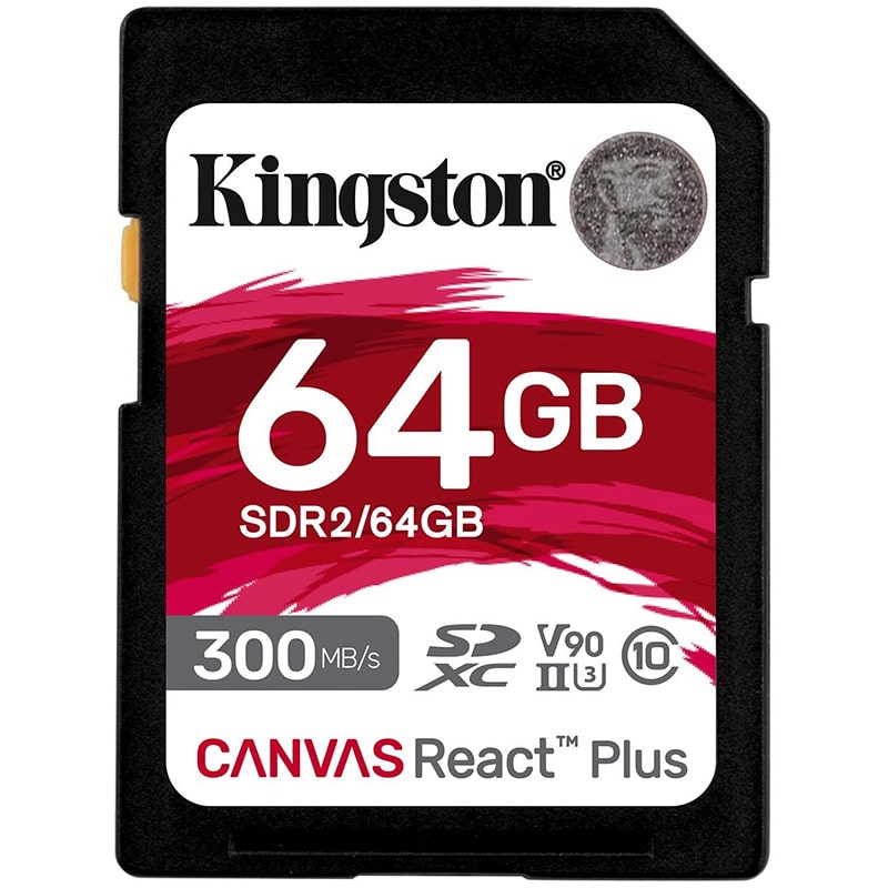 მეხსიერების ბარათი Kingston 64GB SDXC Canvas React Plus (SDR2/64GB)