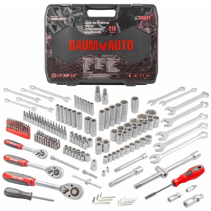 216 ნაჭრიანი ხელსაწყოების ნაკრები BaumAuto BM-38841