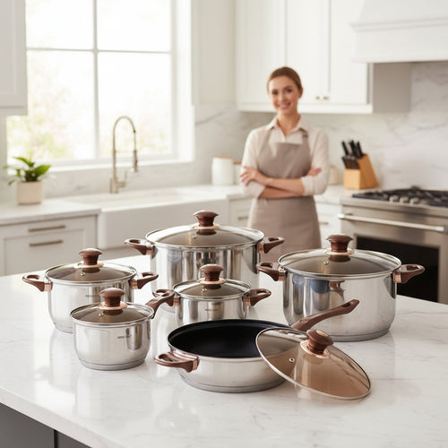 უჟანგავი ფოლადის ქვაბების 6 ცალიანი ნაკრები Kinghoff KH-1768