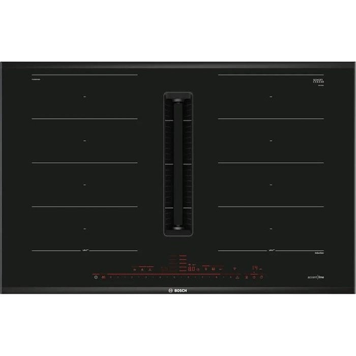 ჩასაშენებელი ინდუქციური ქურის ზედაპირი BOSCH Accent Line hobs with integrated extractor hood PXX895D66E