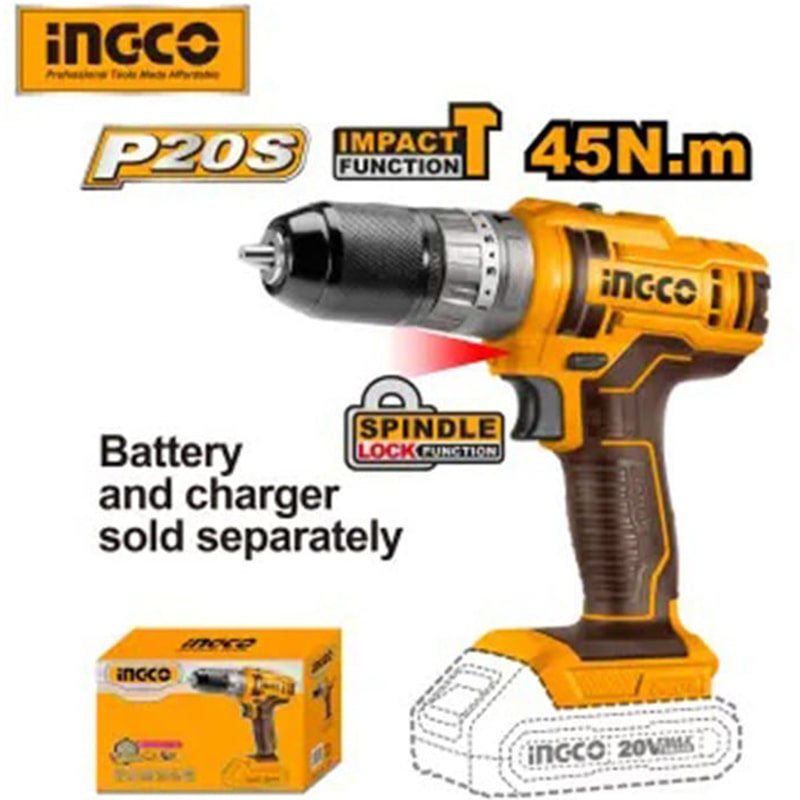 Li-Ion Proline ელ. ხრახნდამჭერი ჩაქუჩით 20V INGCO CIDLI201455