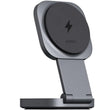 უსადენო დამტენი AUKEY LC-MC211 2-in-1 (Phone + Earphones) Desktop Retractable and Foldable Magnetic Wireless Charger with 1.5M C-to-C Cable, Gunmetal Color, QI2.0