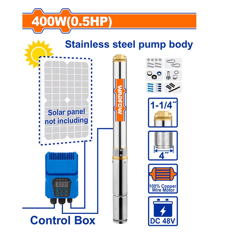 მზის სისტემაზე მომუშავე ჭაბურღილის წყლის ტუმბო 48V-36M WADFOW WWPDDC01