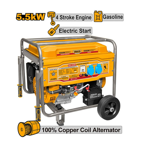 გენერატორი ბენზინის ძრავზე 5.5 კვტ INGCO GE55003