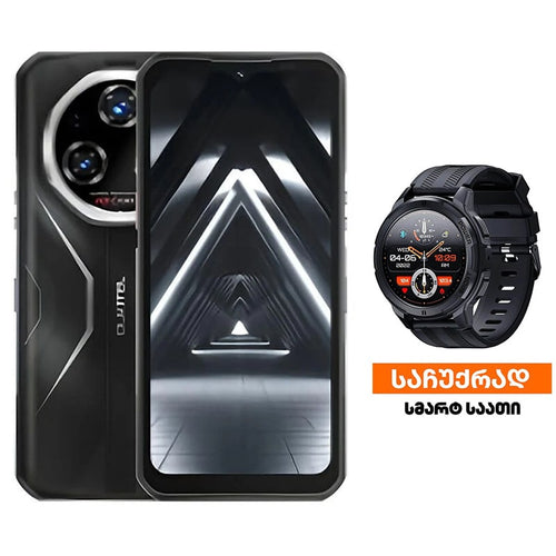 მობილური ტელეფონი Oukitel WP55 Black 12/256 GB + საჩუქარი სმარტ საათი OUKITEL BT10