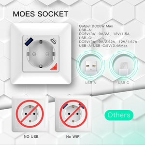 ჭკვიანი როზეტი Moes WK-Y-EU-1U1C-WH-EN