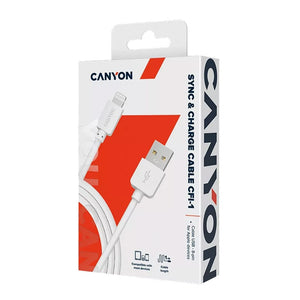 კაბელი Canyon Lightning to USB 2.0 1მ CNE-CFI1W