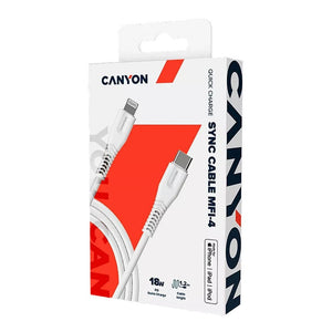 აიფონის დამტენი კაბელი Canyon MFI-4 Type-C to Lightning 1.2მ CNS-MFIC4W