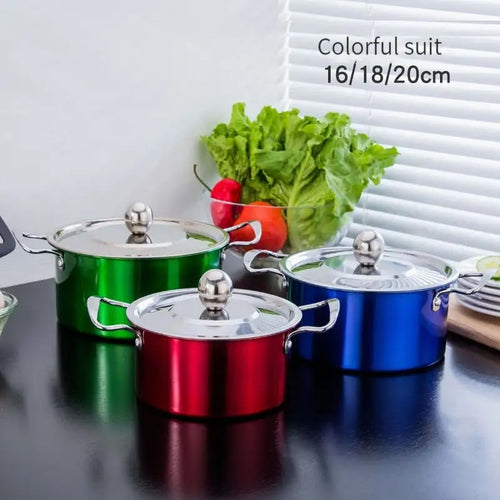 უჟანგავი ფოლადის ქვაბების ნაკრები Stock Pot 3PCS Colorful