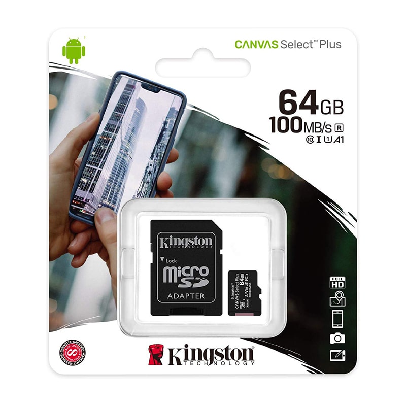 მეხსიერების ბარათი Kingston MicroSD 64GB With SD Adapter SDCS2\64