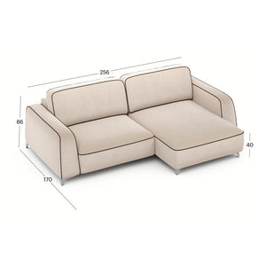 კუთხის გასაშლელი დივანი სათავსოთი Oxford Beige 170x256x86 სმ