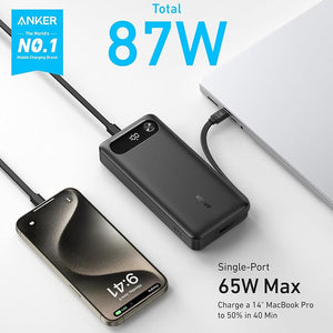 ფოვერბანკი Anker Power Bank (20K, 87W, Built-In USB-C Cable) B2B - UN (excluded CN, Europe) Black Iteration 1