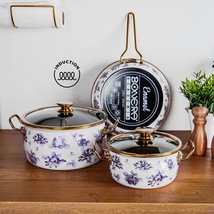 ემალის ქვაბების ნაკრები Bonera 4PCS Enamel-Granit