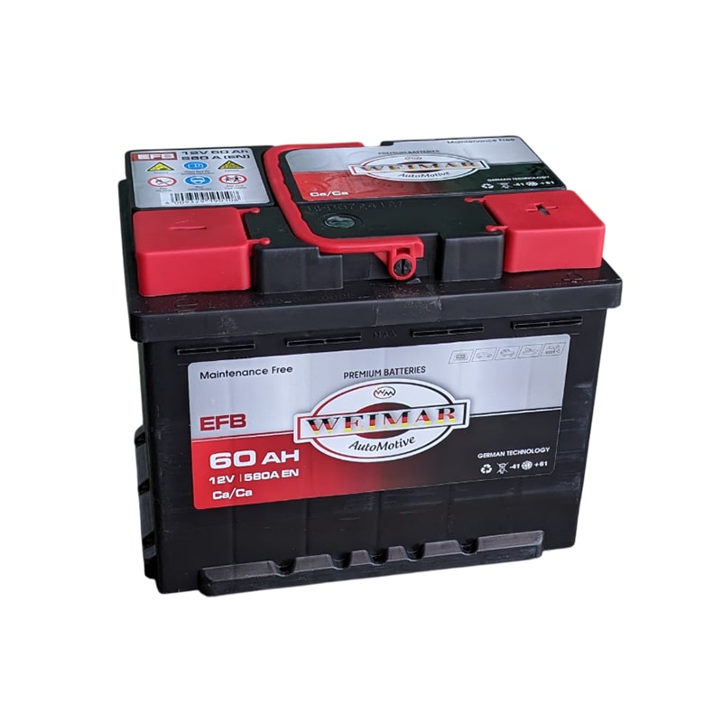 ავტომობილის აკუმულატორი 60ამპ WEIMAR 12V 60 AH 580A / L2-EFB