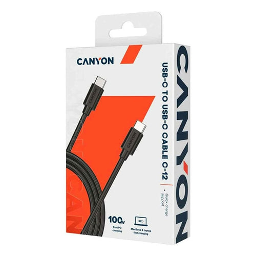 კაბელი Canyon C-12 USB-C to USB-C 100W 2მ CNS-USBC12B