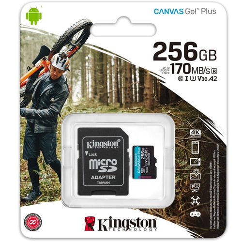 მეხსიერების ბარათი Kingston 256GB microSD Canvas Go Plus (SDCG3/256GB)