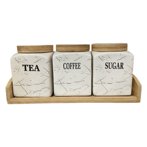 შაქრის, ყავის და ჩაის კონტეინერები ბამბუკის სადგამით UCO