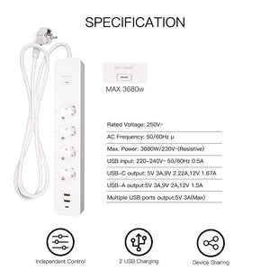 ჭკვიანი გადამგრძლებელი Moes WPS-X-EU16M-2U1C-EN