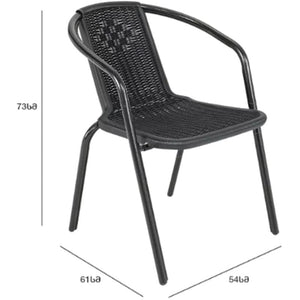 ბაღის ავეჯი (მაგიდა + 2 სკამი) SC-070 + SC-039P Black (2X) (A3773)