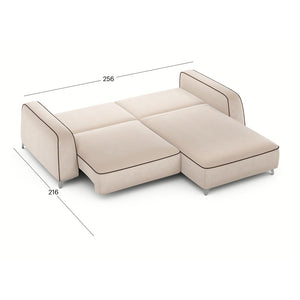 კუთხის გასაშლელი დივანი სათავსოთი Oxford Beige 170x256x86 სმ