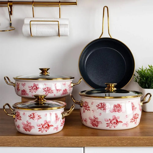 ემალის ქვაბების ნაკრები Bonera 4PCS Enamel-Granit