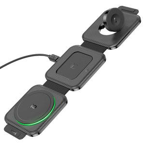 უსადენო დამტენი Hoco CQ4 Unique 3-in-1 folding magnetic wireless fast charger