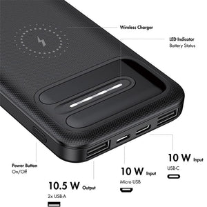 ფოვერბანკი Logilink PA0305 8000mAh Wireless Charging + 2x USB-A