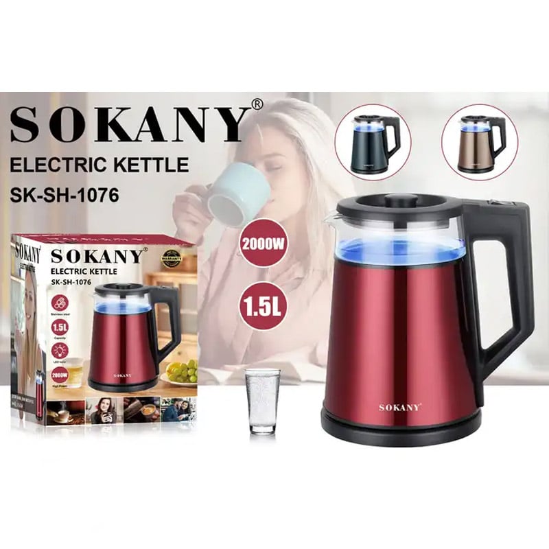 უჟანგავი ფოლადის ელექტრო ჩაიდანი Sokany SK-SH-1076 – ყიდვა ყველაზე ...