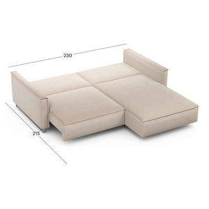 კუთხის გასაშლელი დივანი სათავსოთი Liverpool Beige 230x170x86 სმ