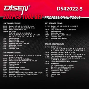 202 ნაჭრიანი ხელსაწყოების ნაკრები DISEN DS-42022-5