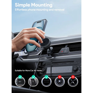 ავტომობილის უსადენო ტელეფონის დამტენი Aukey 15W HD-MC13A MagFusion Dash Pro Qi2 Active Cooling Wireless Charging Phone Mount