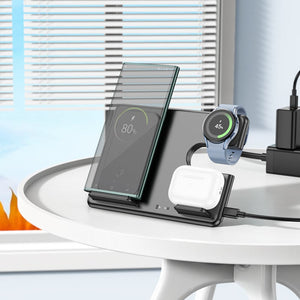 უსადენო დამტენი Hoco CQ2 Flash folding 3-in-1 wireless fast charger (SAM Watch)