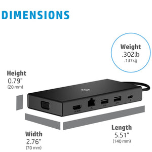 USB გამანაწილებელი HP Travel USB-C Multi Port Hub (1C1Y5AA)