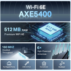 Wi-Fi როუტერი TP-Link Archer AXE75 Tri-Band Gigabit Wi-Fi 6E Router