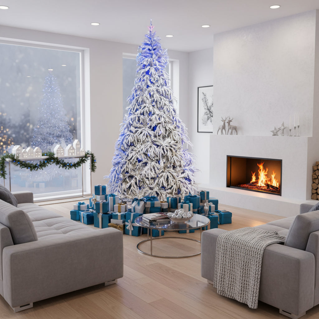 ნაძვის ხე (თეთრი გლაუკა) თოვლის ეფექტით და სილიკონის წიწვებით 180 სმ-დან 240 სმ-მდე SP66