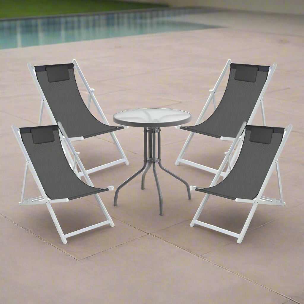 ბაღის მრგვალი მაგიდა (BLOG SC-070) და 4 ალუმინის კეცვადი სკამი (17072868)