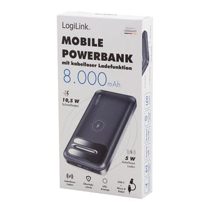 ფოვერბანკი Logilink PA0305 8000mAh Wireless Charging + 2x USB-A