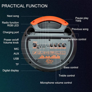 Bluetooth დინამიკი 2 მიკროფონით და პულტით OEM ZQS8302