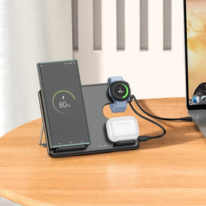 უსადენო დამტენი Hoco CQ2 Flash folding 3-in-1 wireless fast charger (SAM Watch)