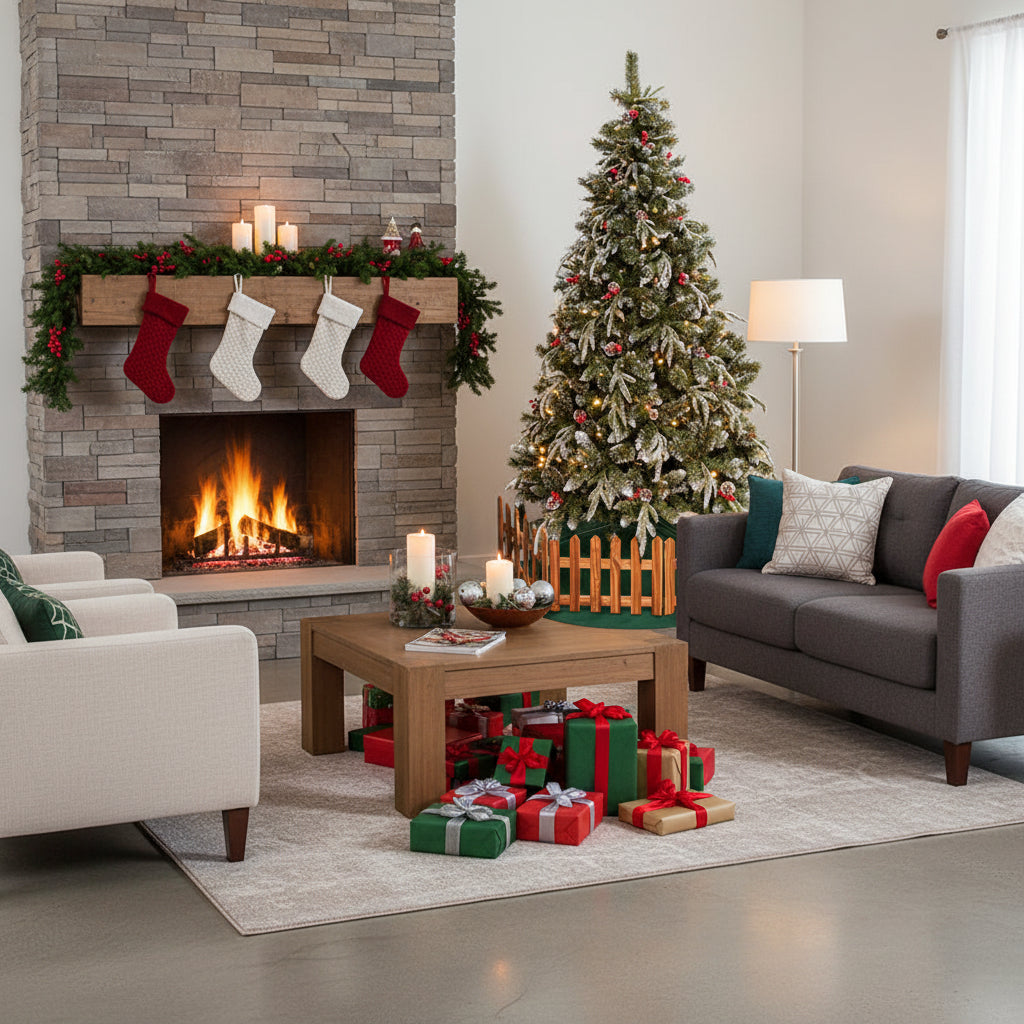 ნაძვის ხე სილიკონის, ბუნებრივი დათოვლით, გირჩით და კენკრით 180 სმ-დან 300 სმ-მდე SP35